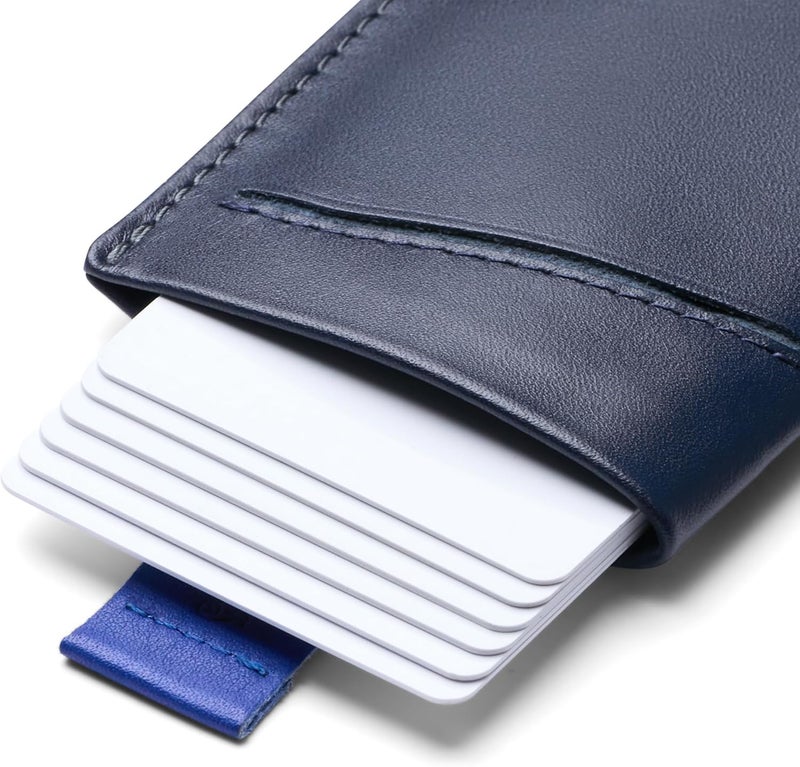 BELLROY حافظة بطاقات (حافظة بطاقات جلدية فاخرة أو محفظة بسيطة، تحمل من 2 إلى 8 بطاقات أو بطاقات عمل، تخزين ملاحظات مطوية) - أزرق داكن - Image 3